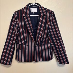 FRAME Striped Academy Blazer Navy Red White Preppy Tailored Jacket Size 8